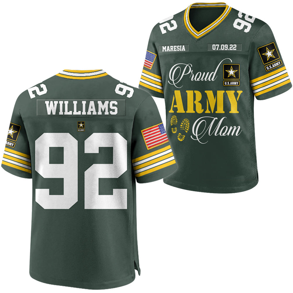 Proud Army Mom Football Jersey Gift For Military Mom Dad Family Member H2511