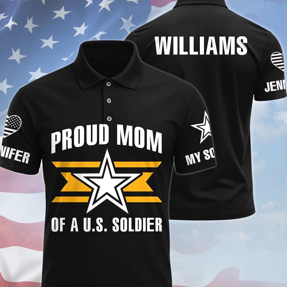 Proud Mom Of A US Soldier Personalized All Over Print Shirt Hoodie Gift For Military Mom Dad Family Members Hoodie H2511 Trna