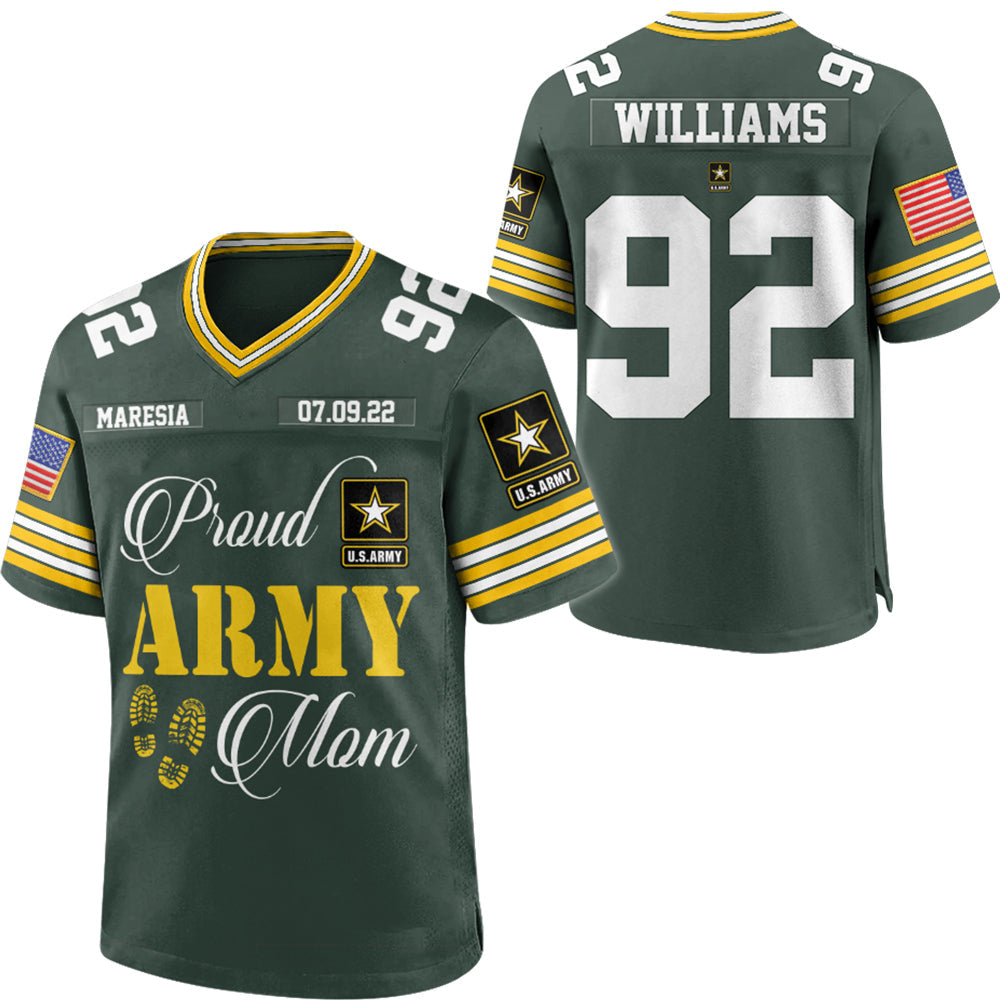 Proud Army Mom Football Jersey Gift For Military Mom Dad Family Member H2511