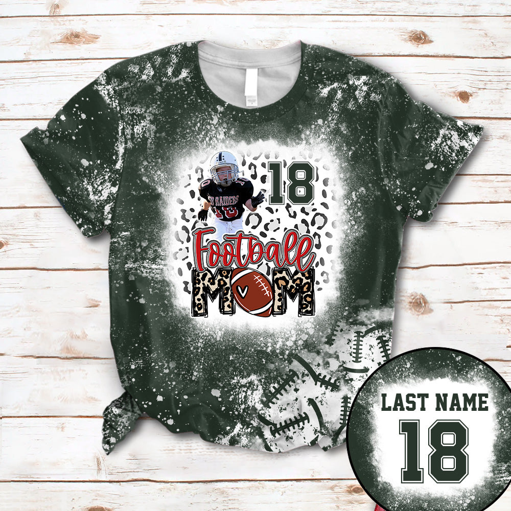 Personalized Shirt Football Mom Bleach Leopard All Over Print Shirt For Football Family Member Game Day Shirt H2511