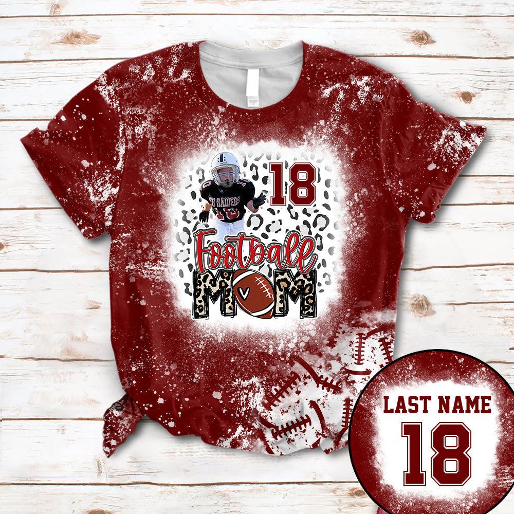 Personalized Shirt Football Mom Bleach Leopard All Over Print Shirt For Football Family Member Game Day Shirt H2511