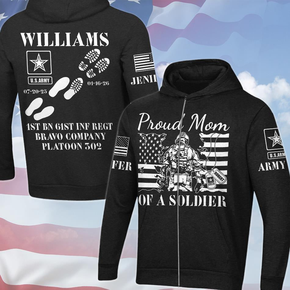 Proud Army Mom Dad Sister Family Members Of A Soldier All Over Print Shirt Custom Recruit Training Unit Designation Shirt For Proud Military Family Graduate Shirt H251