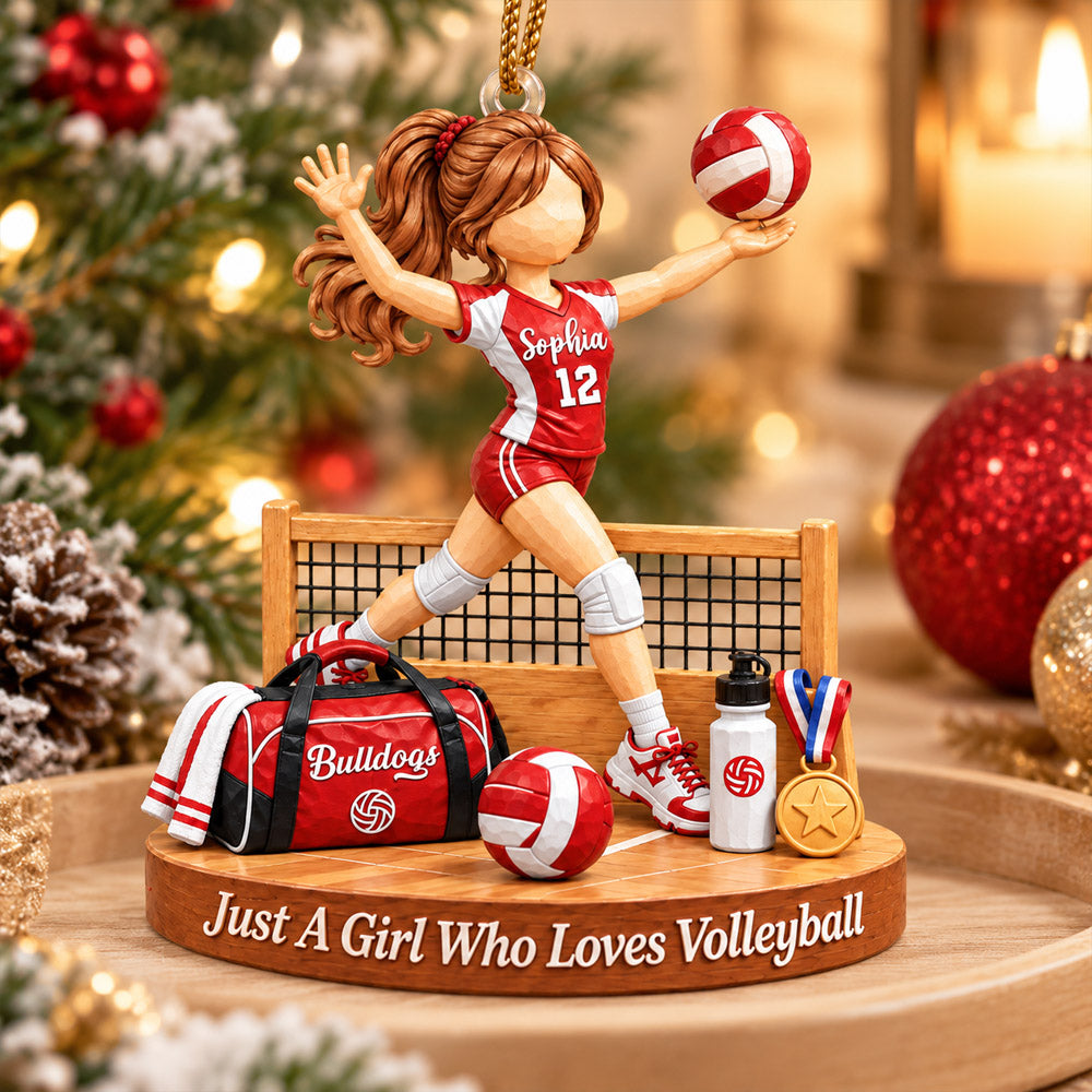 Just A Girl Who Loves Volleyball, Personalized Volleyball Girl Ornament, Custom Player Name Gift, Gift For Volleyball Lover MI209 Nh00