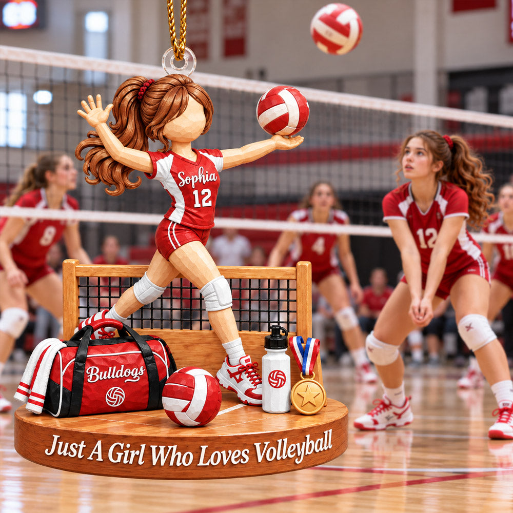 Just A Girl Who Loves Volleyball, Personalized Volleyball Girl Ornament, Custom Player Name Gift, Gift For Volleyball Lover MI209 Nh00