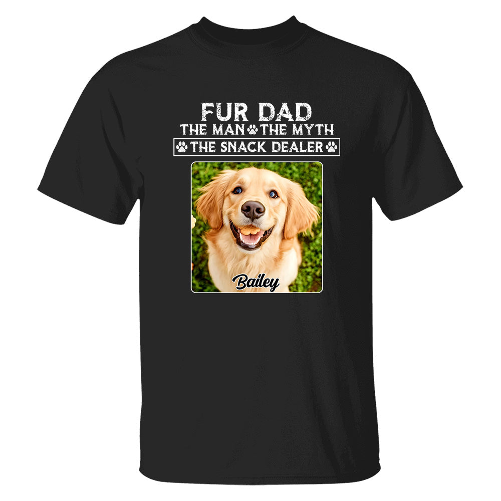 Funny Dog Dad Shirt with Pet Name and Photo Custom Dog Photo Shirt for Daddy, Father's Day Dog Lover Shirt, Snack Dealer Tee for Men Vh01