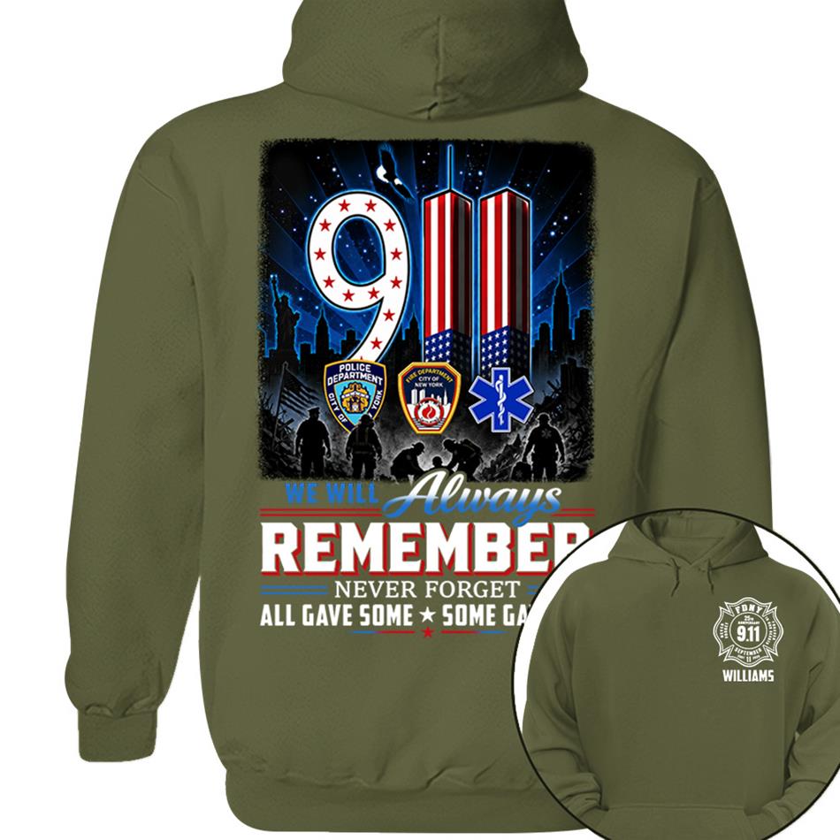 9/11 Memorial Shirt, We Will Always Remember Tee, 25th Aniversary Never Forget Forever In Our Hearts First Responder Tribute Shirt H2511 Trna
