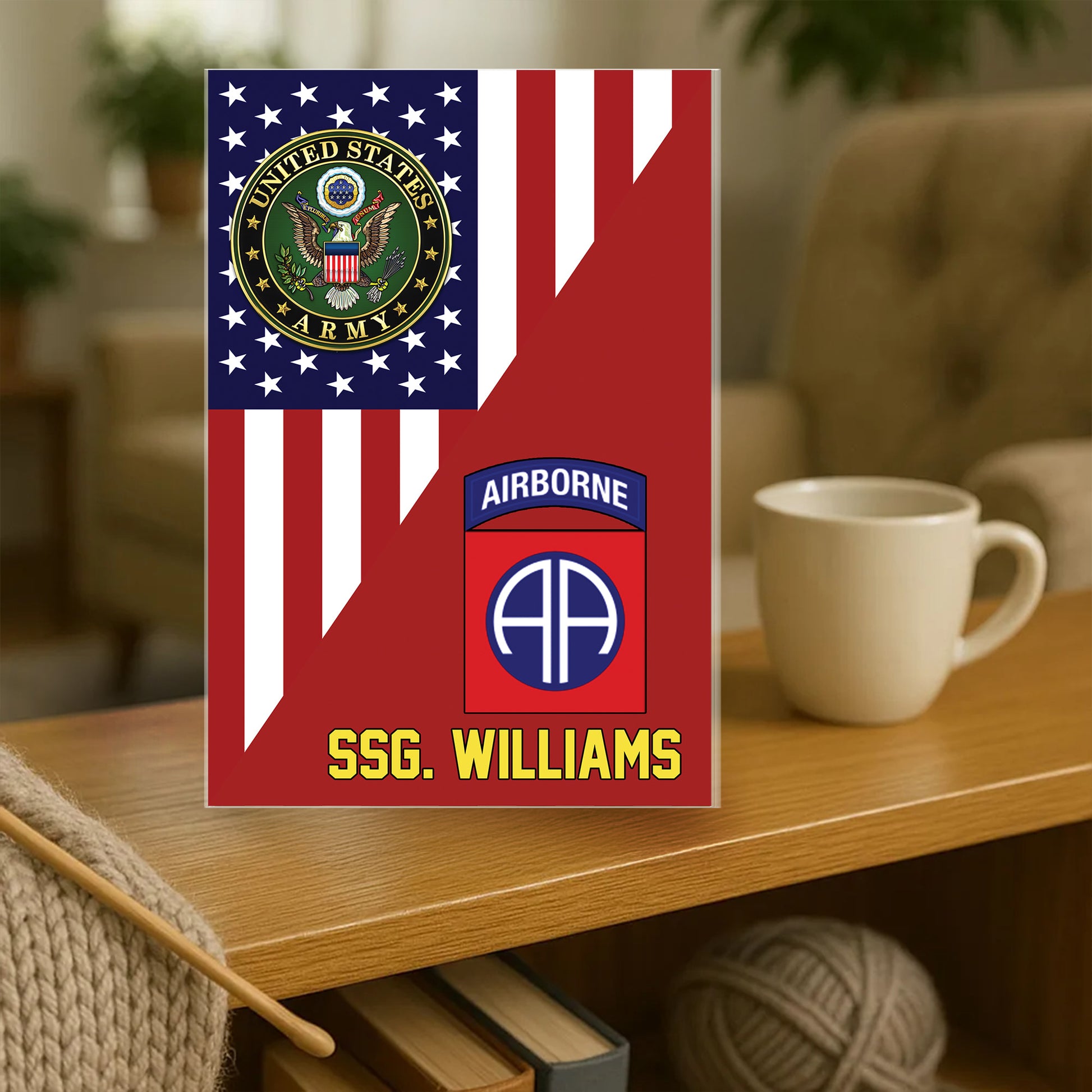 US Army Veteran Rank Division Badges With America Personalized Acrylic Block Plaque Veteran Custom All Military Branches Acrylic Plaque, Gift For Veterans H2511 Tu20