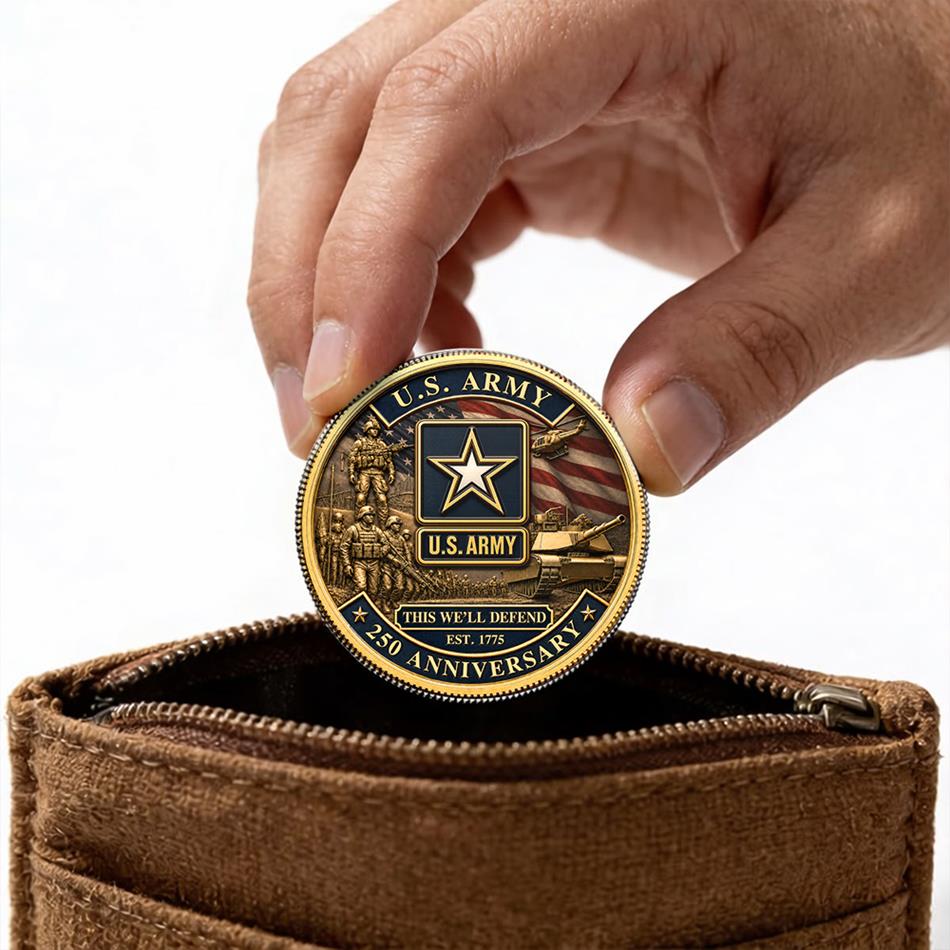 250th Anniversary U.S. Armed Forces Commemorative Coin - Patriotic Military Collectible with Engraved Service Branch Insignia H2511 Trna