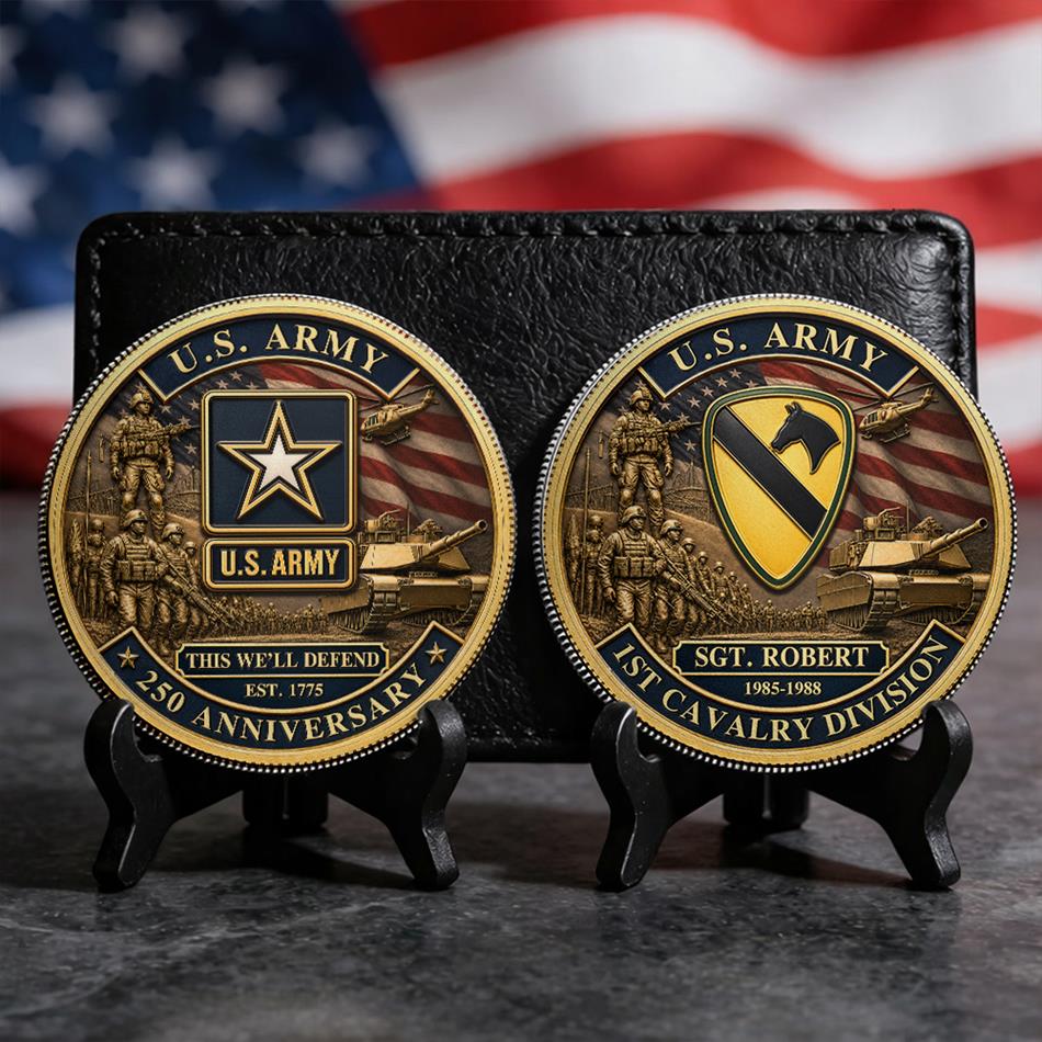 250th Anniversary U.S. Armed Forces Commemorative Coin - Patriotic Military Collectible with Engraved Service Branch Insignia H2511 Trna