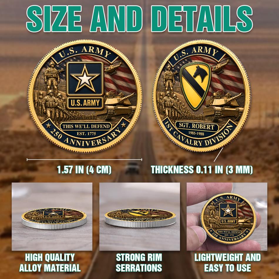 250th Anniversary U.S. Armed Forces Commemorative Coin - Patriotic Military Collectible with Engraved Service Branch Insignia H2511 Trna