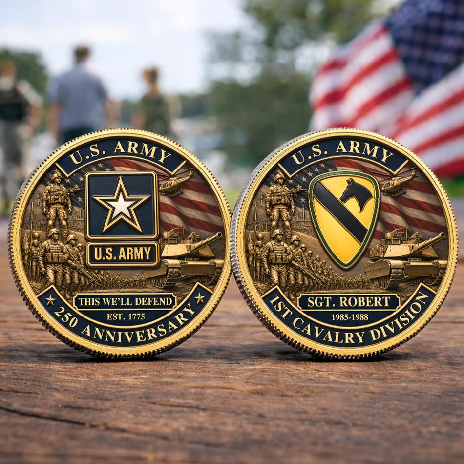 250th Anniversary U.S. Armed Forces Commemorative Coin - Patriotic Military Collectible with Engraved Service Branch Insignia H2511 Trna