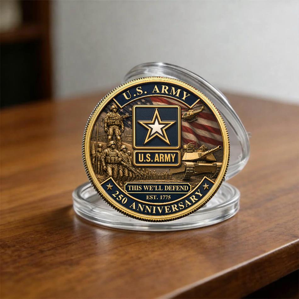 250th Anniversary U.S. Armed Forces Commemorative Coin - Patriotic Military Collectible with Engraved Service Branch Insignia H2511 Trna
