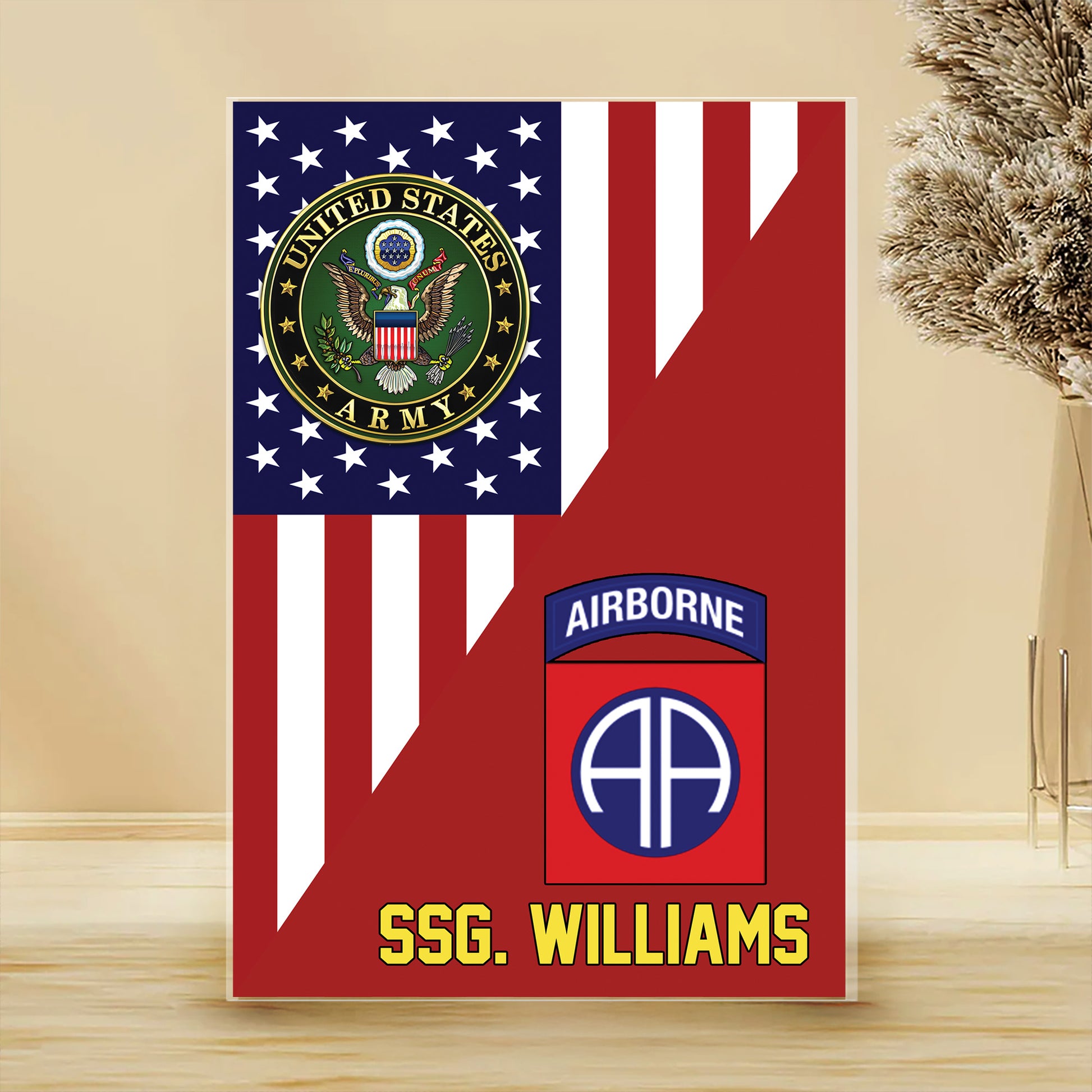 US Army Veteran Rank Division Badges With America Personalized Acrylic Block Plaque Veteran Custom All Military Branches Acrylic Plaque, Gift For Veterans H2511 Tu20