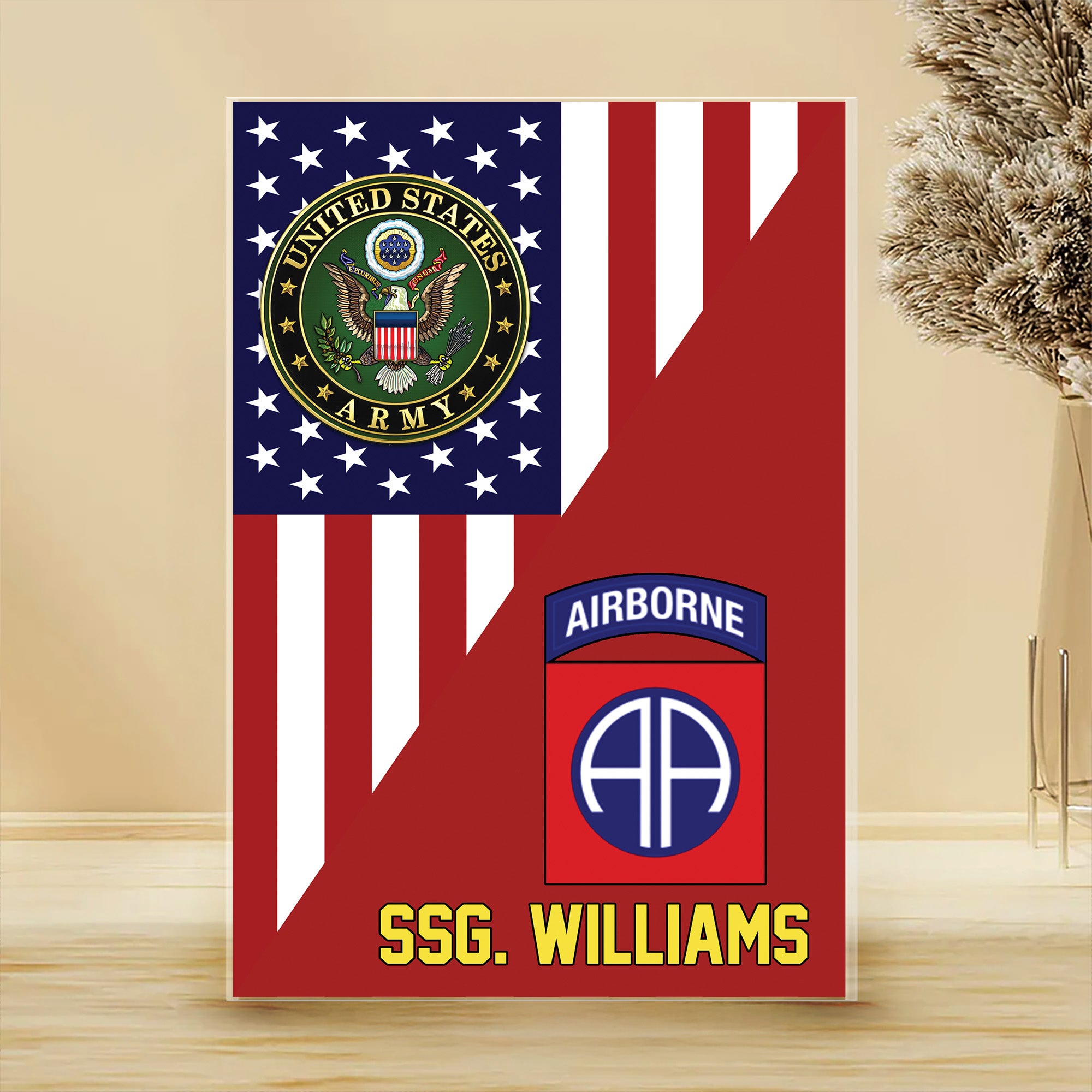 US Army Veteran Rank Division Badges With America Personalized Acrylic Block Plaque Veteran Custom All Military Branches Acrylic Plaque, Gift For Veterans H2511 Tu20
