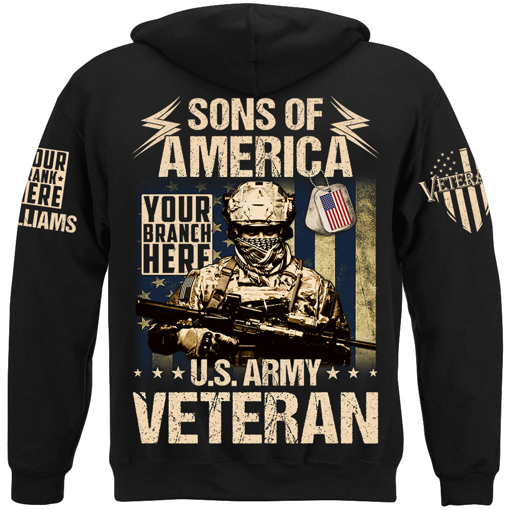 Sons Of America US Veteran Custom All Branches Shirt For Veteran Dad Grandpa H2511