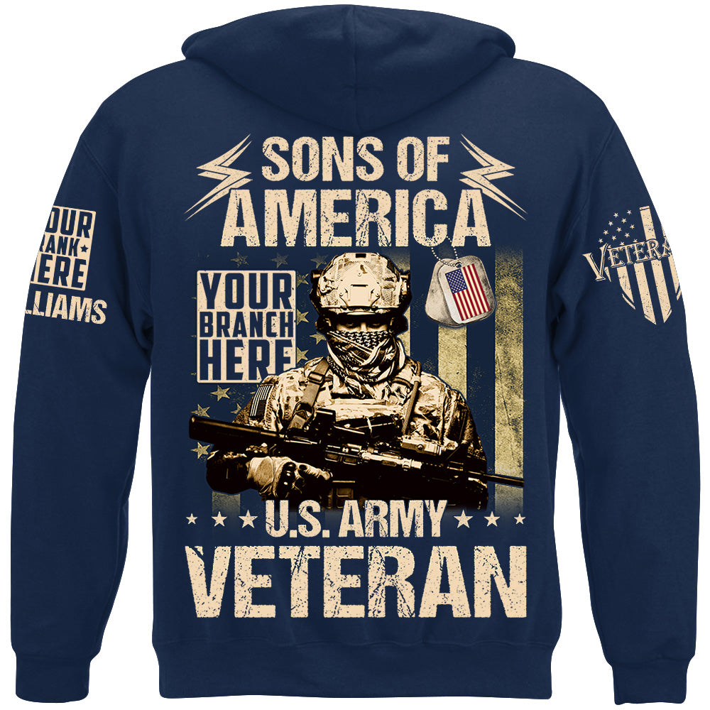 Sons Of America US Veteran Custom All Branches Shirt For Veteran Dad Grandpa H2511