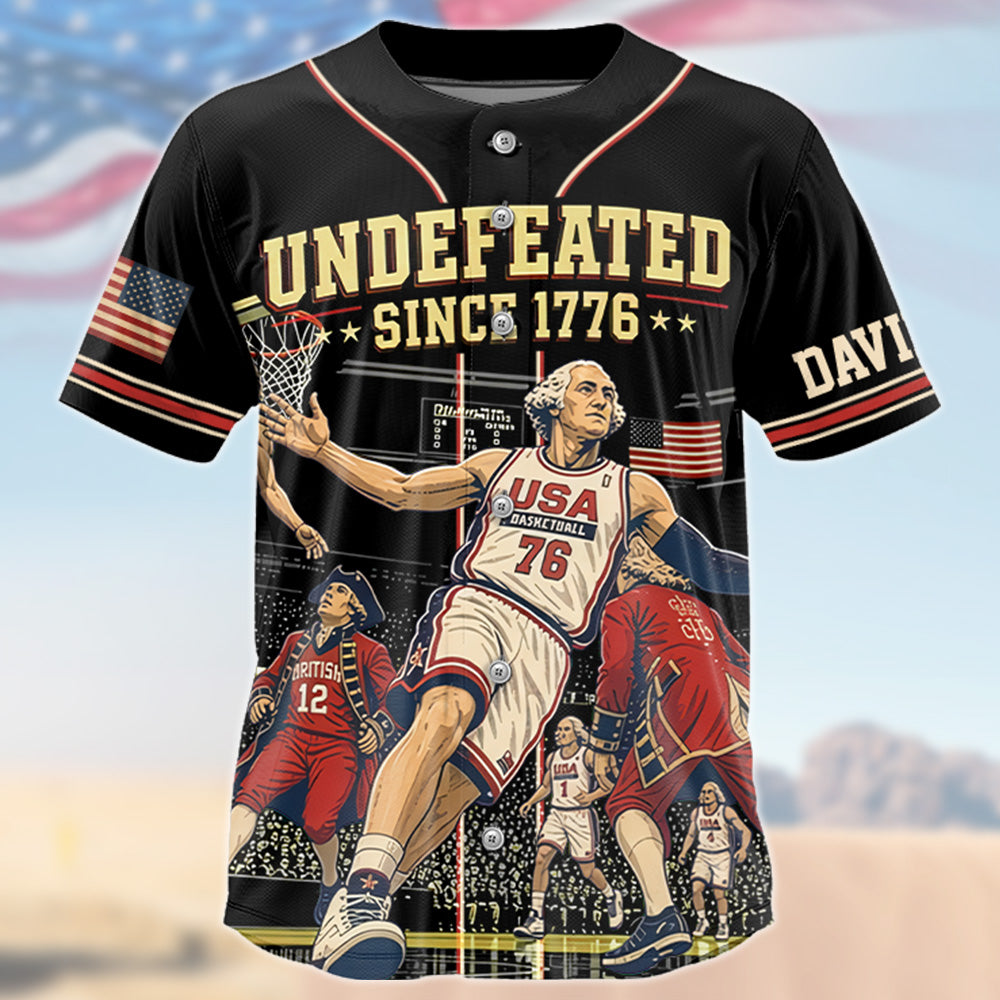 Undefeated Since 1776 Custom Baseball Jersey – USA Basketball Patriotic Jersey Gift T24