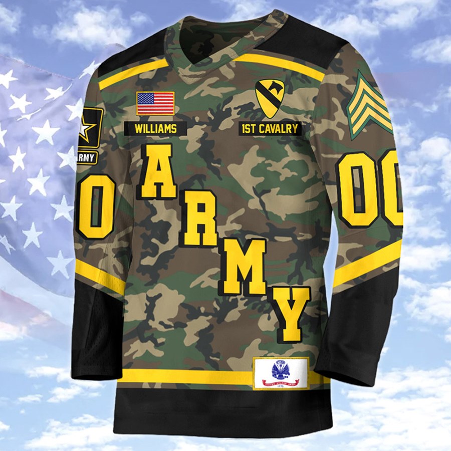 Custom Camo Hockey Jerseys, Hockey Uniforms Gift For Veteran H2511 Trna