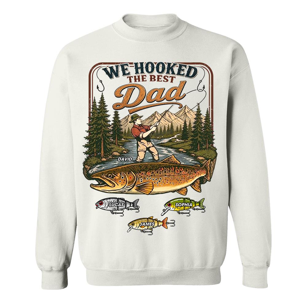 We Hooked The Best Dad, Personalized Fishing Dad Shirt With Custom Kids, Gift For Fishing Fathers Day, Gift For Dad Husband Grandpa MI209 Hv01
