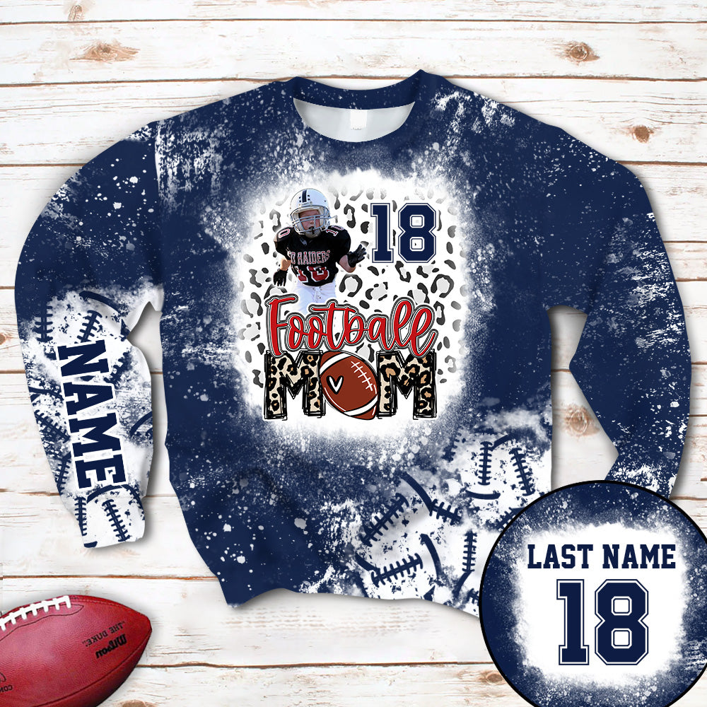 Personalized Shirt Football Mom Bleach Leopard All Over Print Shirt For Football Family Member Game Day Shirt H2511