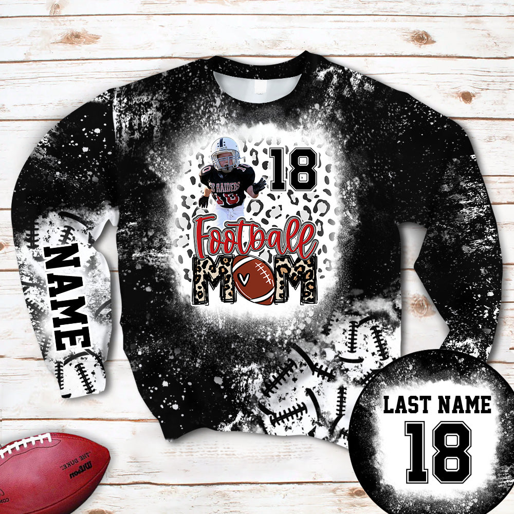 Personalized Shirt Football Mom Bleach Leopard All Over Print Shirt For Football Family Member Game Day Shirt H2511