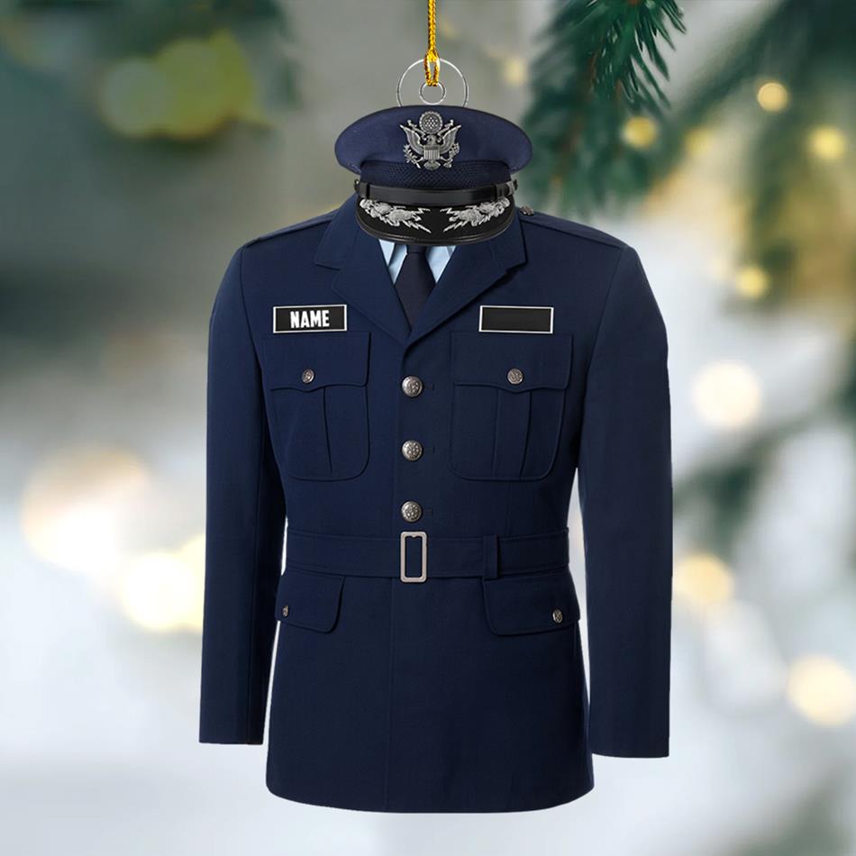 US Military Dress Blue Custom Christmas Ornament Gift For US Military Veteran Proudly Served Uniform Ornament H2511 Trna