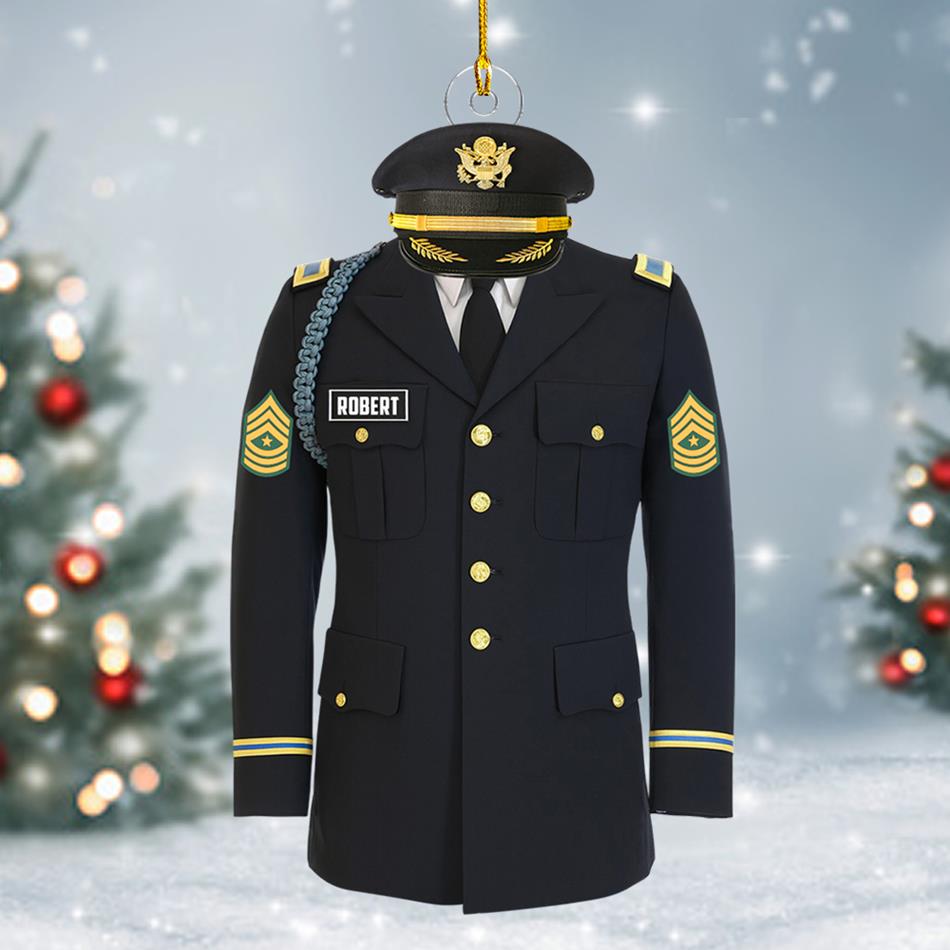 US Military Dress Blue Custom Christmas Ornament Gift For US Military Veteran Proudly Served Uniform Ornament H2511 Trna