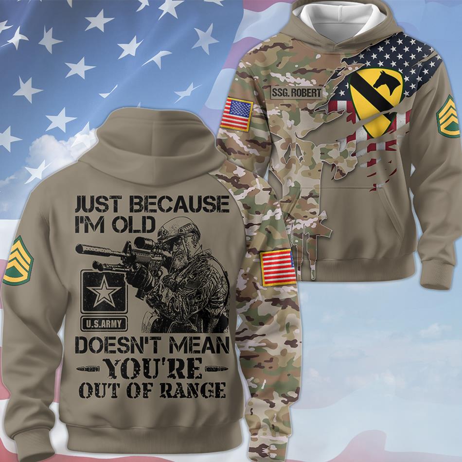 Skull Camouflage Just Because I'm Old Doesn't Mean You're Out Of Range All Over Print Shirt For Veteran Custom Division Soldier Art Hoodie H2511 Trna