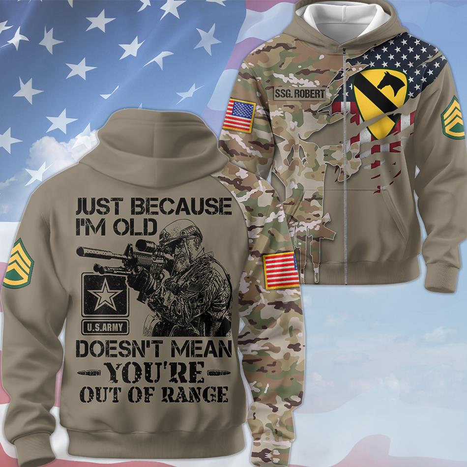 Skull Camouflage Just Because I'm Old Doesn't Mean You're Out Of Range All Over Print Shirt For Veteran Custom Division Soldier Art Hoodie H2511 Trna