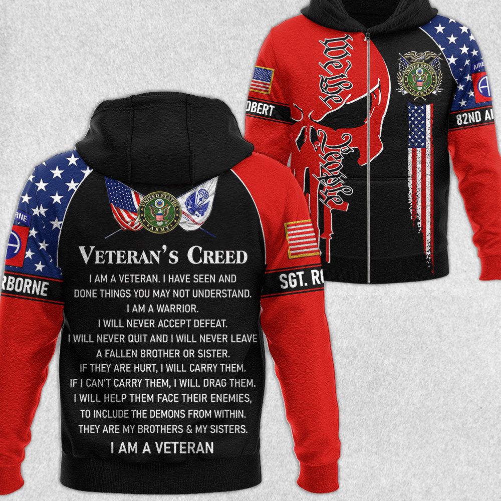 We The People Veterans Creed Skull All Over Print Shirt Gift For US Military Veteran H2511