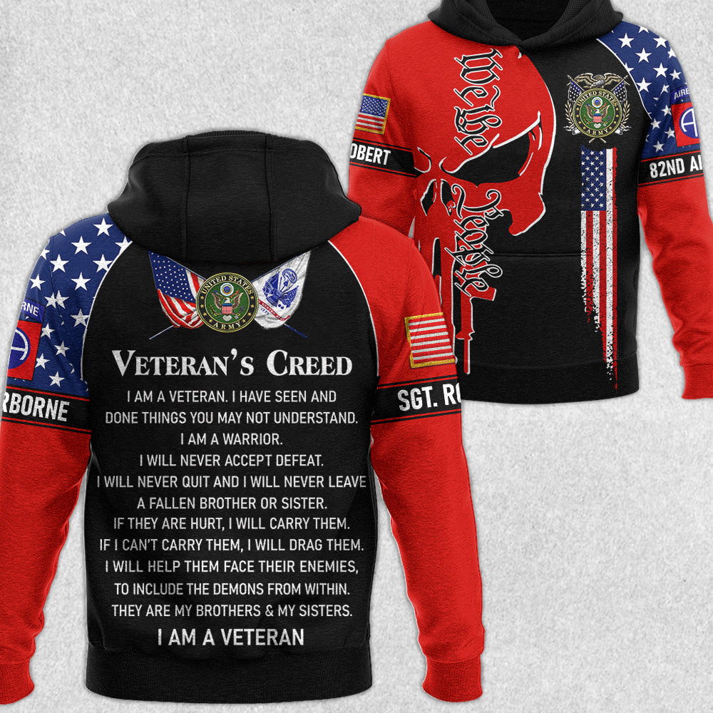 We The People Veterans Creed Skull All Over Print Shirt Gift For US Military Veteran H2511