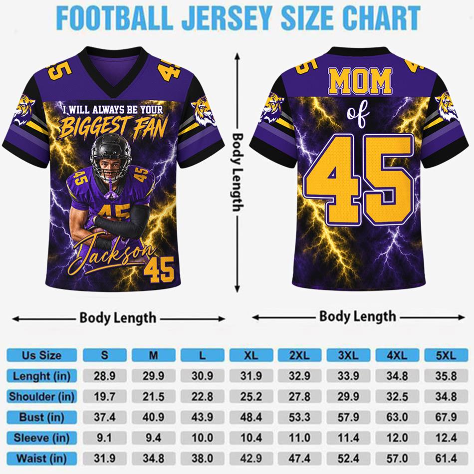 Personalized Football Mom I Will Always Be Your Biggest Fan Jersey – Custom Player Name & Number Two-Sided Game Day Shirt H2511 Trna