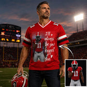 Personalized Football Mom Jersey with Custom Player Photo, Name & Number – Game Day Gift for Mom Dad Family