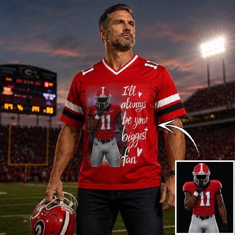 Personalized Football Mom Jersey with Custom Player Photo, Name & Number – Game Day Gift for Mom Dad Family