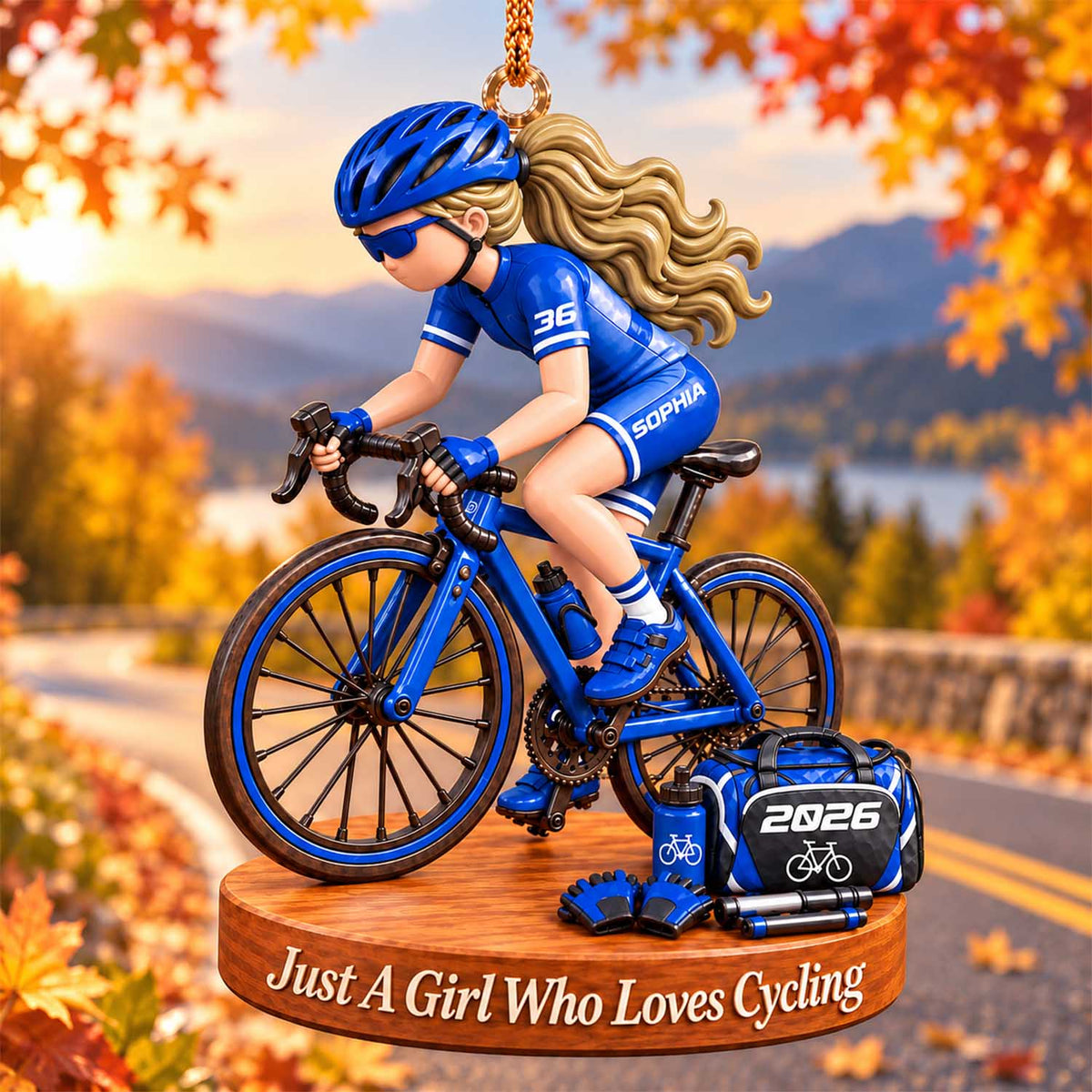 Personalized Just A Girl Who Loves Cyclist Ornament, Custom Name & Number Player Cyclist Bike Ornament, Gift for Cyclist Bike Lover Na02 Pt99