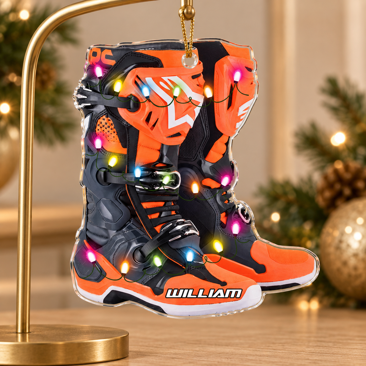 Personalized Ornament Motocross Boots Custom Shaped Ornament, Made By Acrylic And The 2 Sides Are The Same H2511