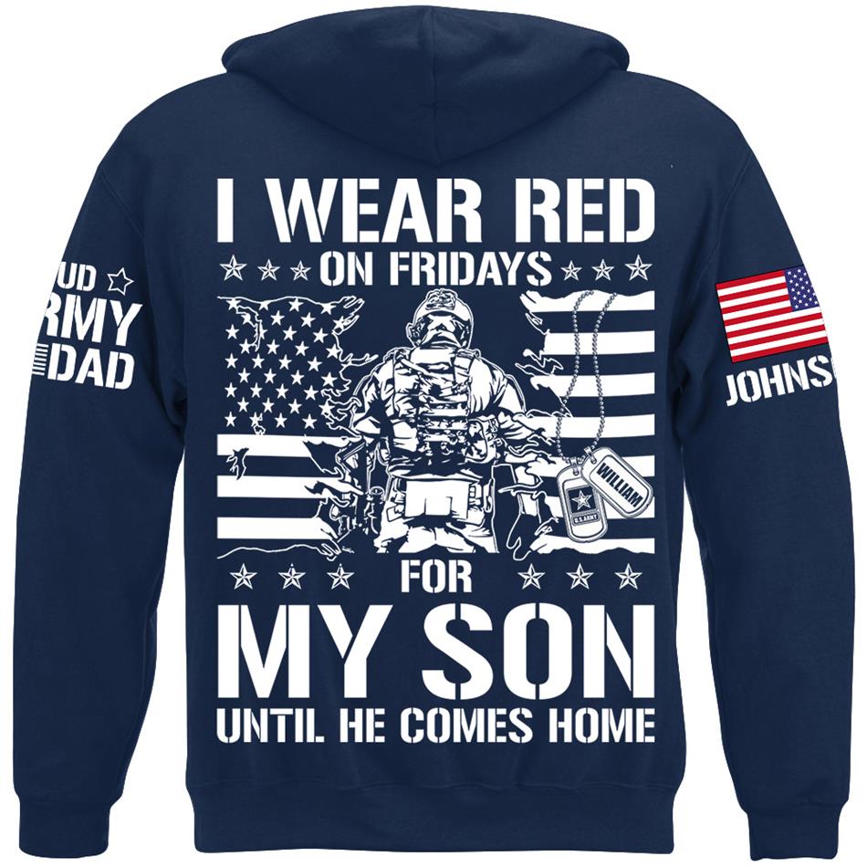 I Wear Red On Fridays For My Son Support Our Troops Vr2 Personalized Shirt For Military Dad Mom Family H2511 Trna
