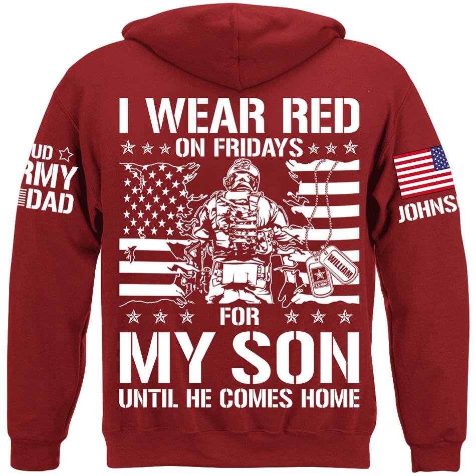 I Wear Red On Fridays For My Son Support Our Troops Vr2 Personalized Shirt For Military Dad Mom Family H2511 Trna