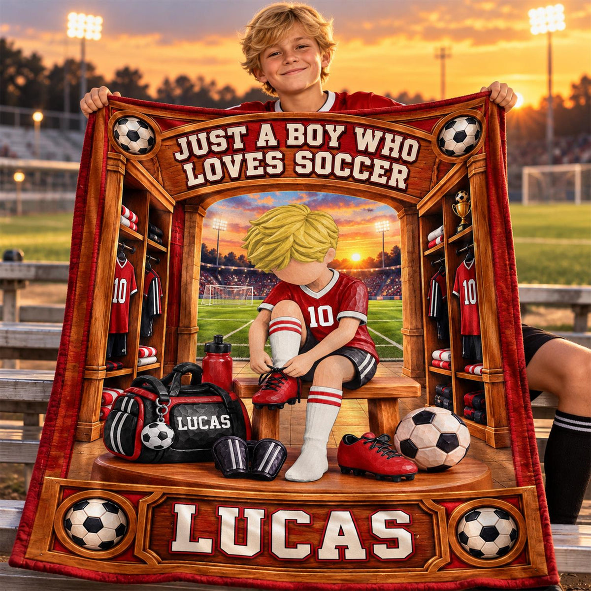 Personalized Soccer Player Blanket, Custom Name Soccer Player Gift Vr1 C2408 Hv01 DH09 