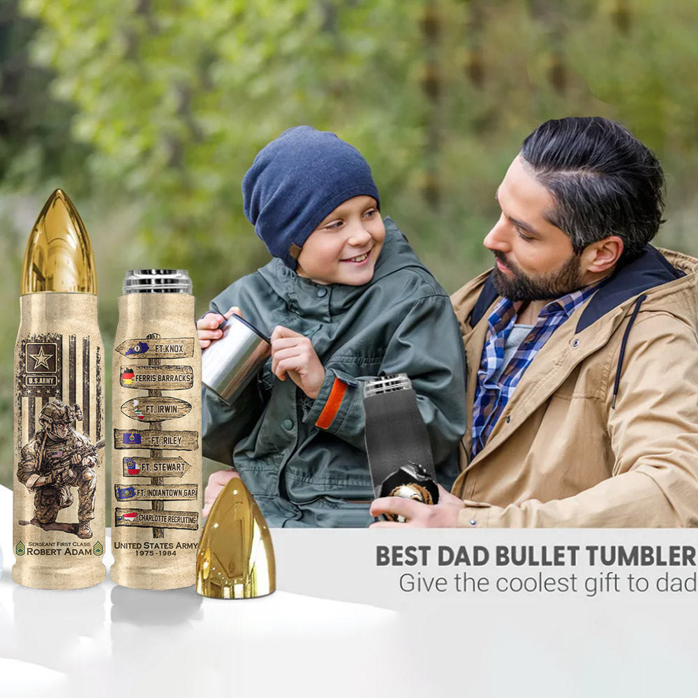 US Military World Tour Custom Bullet Tumbler Gift For Veteran H2511