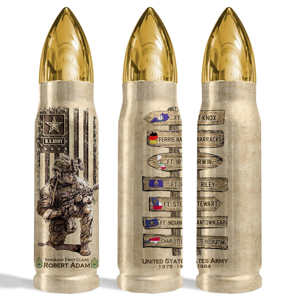 US Military World Tour Custom Bullet Tumbler Gift For Veteran H2511