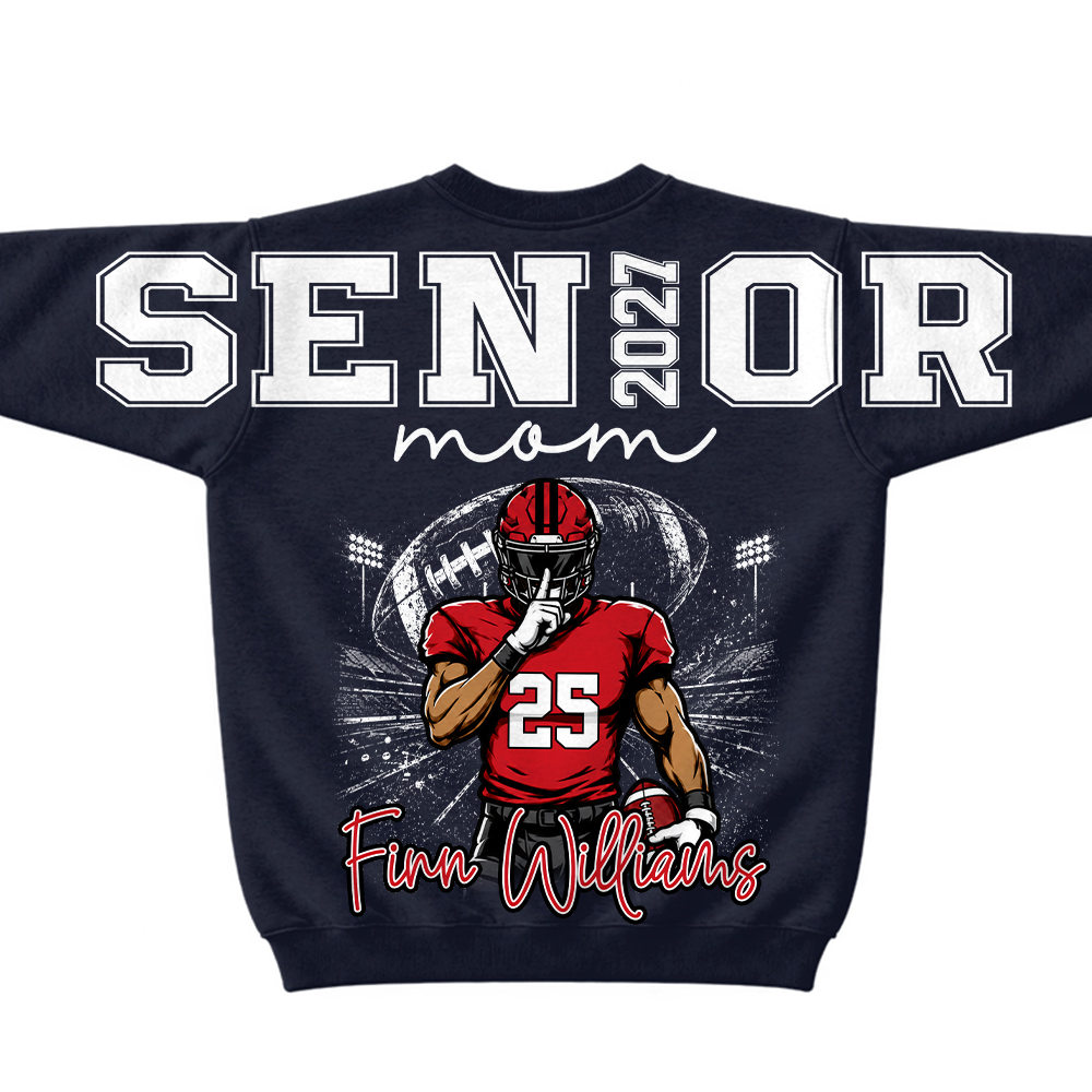 Custom 2027 Senior Football Mom Sweatshirt, Sports Mama Hoodie For Football Lovers L0411 Hv01