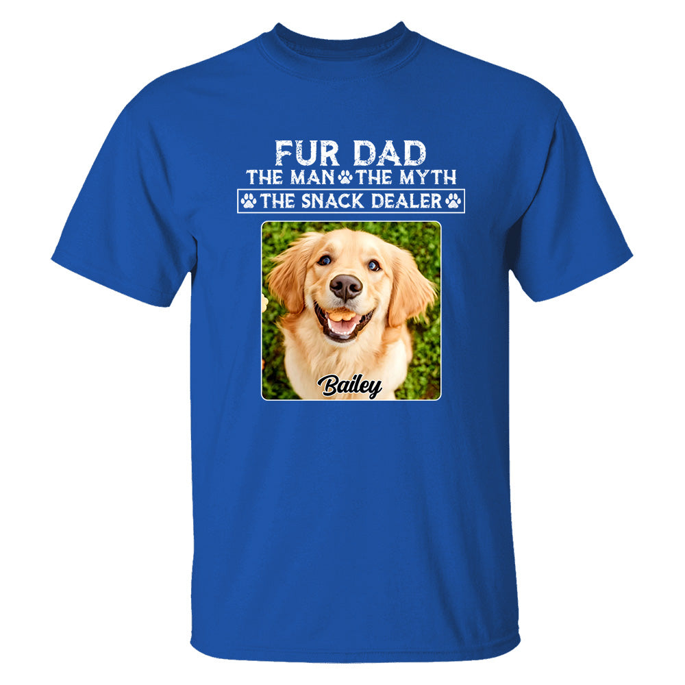 Funny Dog Dad Shirt with Pet Name and Photo Custom Dog Photo Shirt for Daddy, Father's Day Dog Lover Shirt, Snack Dealer Tee for Men Vh01