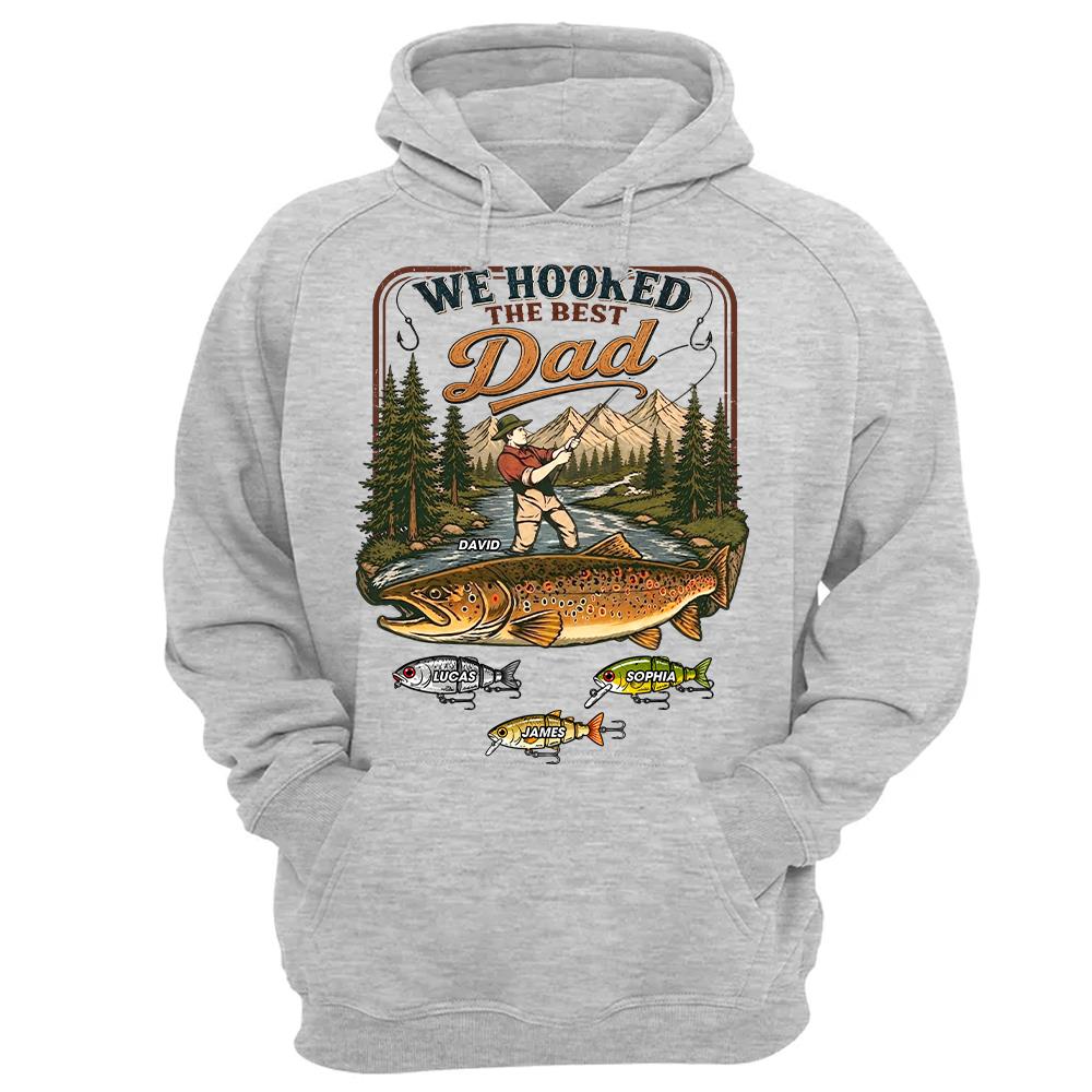 We Hooked The Best Dad, Personalized Fishing Dad Shirt With Custom Kids, Gift For Fishing Fathers Day, Gift For Dad Husband Grandpa MI209 Hv01