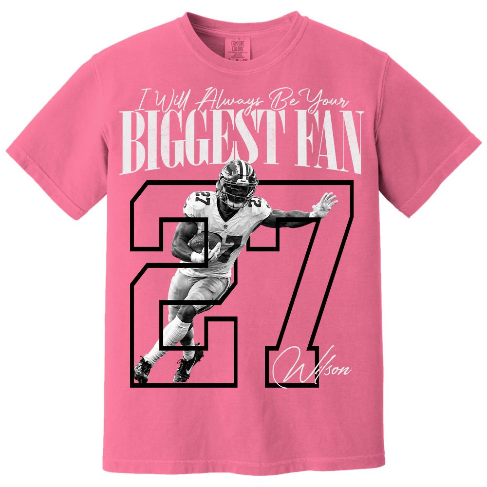 Personalized I'll Always Be Your Biggest Fan Shirt, Custom Photo Name & Number Football Player L0411 Hv01