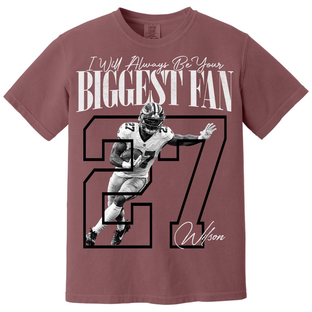 Personalized I'll Always Be Your Biggest Fan Shirt, Custom Photo Name & Number Football Player L0411 Hv01