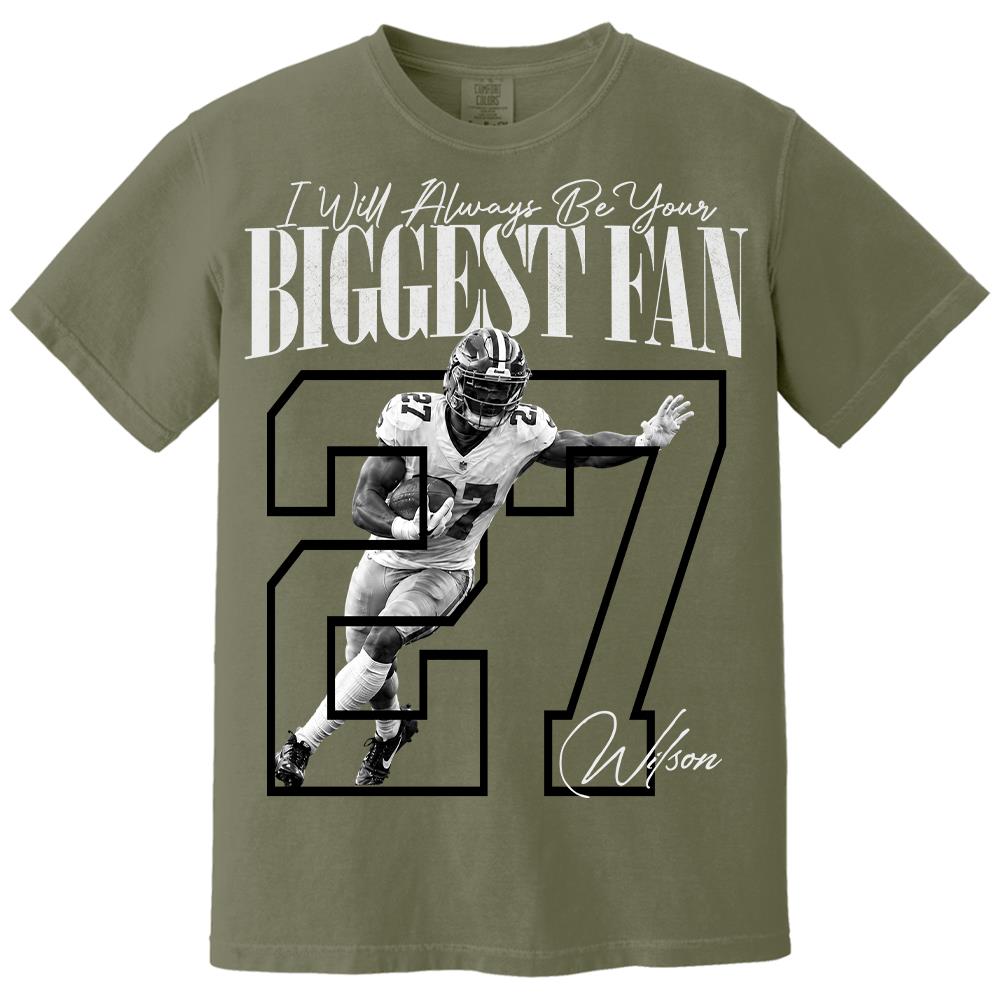 Personalized I'll Always Be Your Biggest Fan Shirt, Custom Photo Name & Number Football Player L0411 Hv01