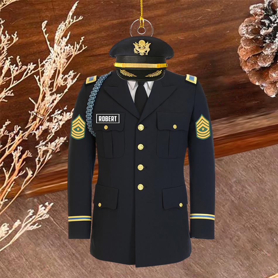 US Military Dress Blue Custom Christmas Ornament Gift For US Military Veteran Proudly Served Uniform Ornament H2511 Trna