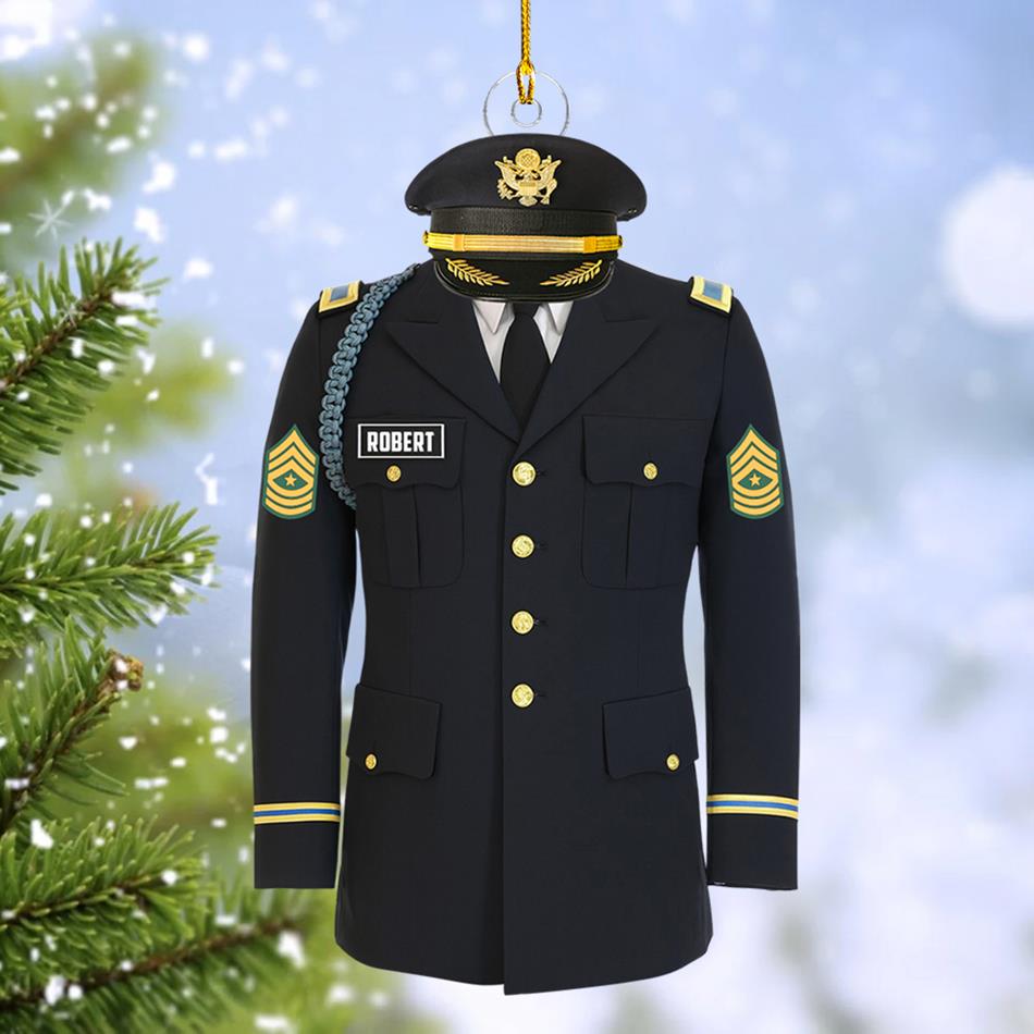 US Military Dress Blue Custom Christmas Ornament Gift For US Military Veteran Proudly Served Uniform Ornament H2511 Trna