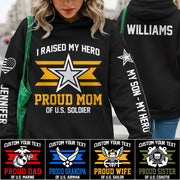 I Raised My Hero Proud Mom Of A US Soldier Custom All Over Print Shirt Hoodie Gift For Military Mom Dad Family Members Hoodie H2511 Trna